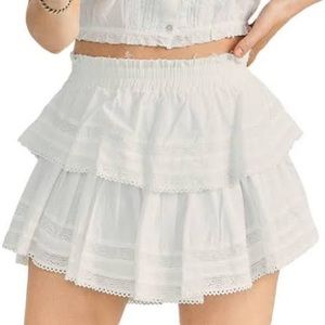 COPY - Love Shack Fancy White Ruffled Mini Skirt XS
